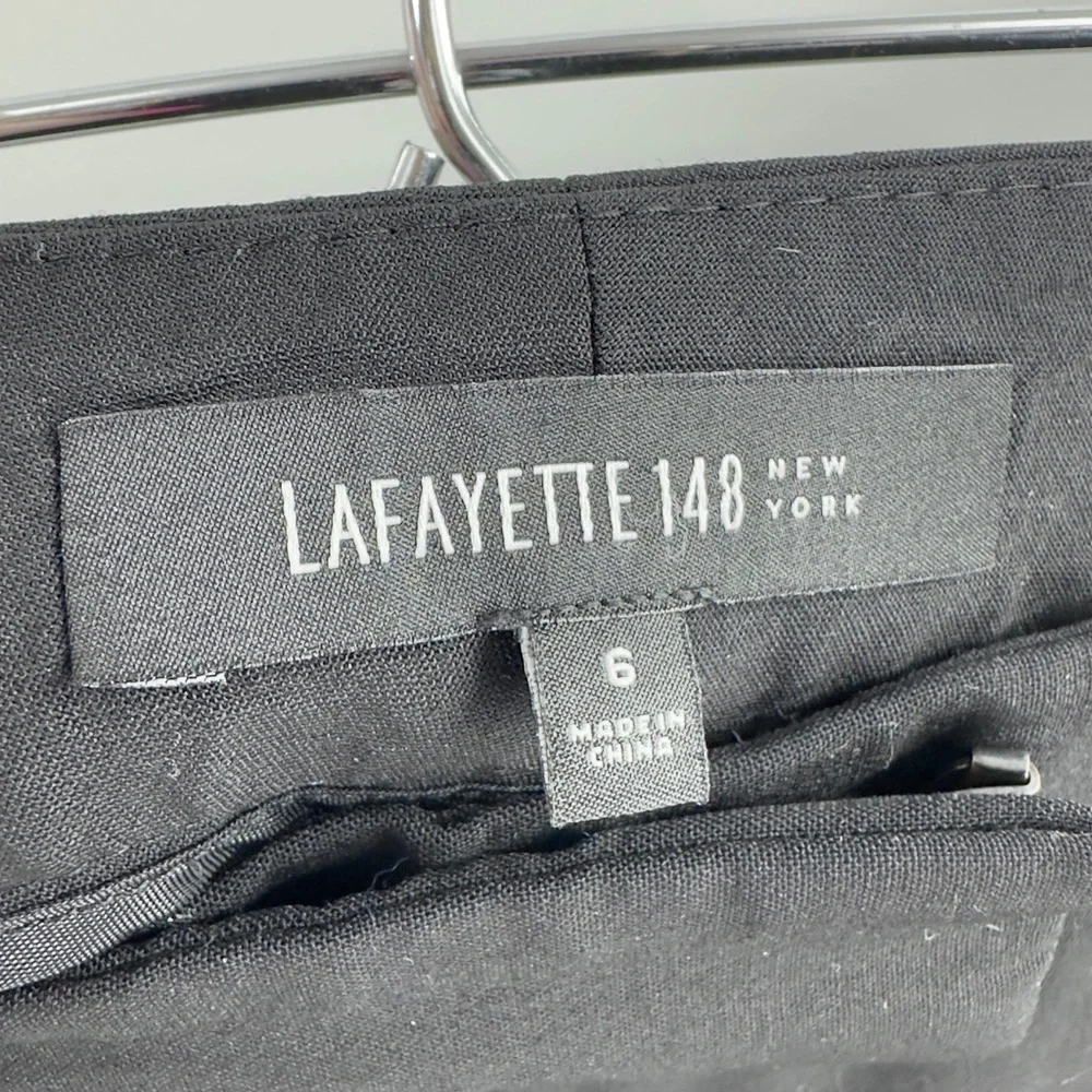 Lafayette 148 Wool Dress Pants Womens Sz 6 Classic Black Trousers Office Capsule